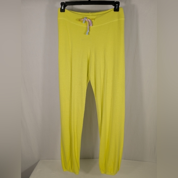 New Sundry Vibrant Yellow Sweat Pants with Ombre Pink & Blue Draw Sting Size 2 - Picture 3 of 10
